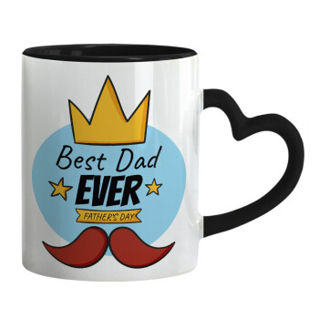 King, Best dad ever, Mug heart black handle, ceramic, 330ml