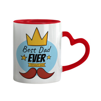 King, Best dad ever, Mug heart red handle, ceramic, 330ml