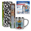 Easter Set, metallic thermal cup (300ml) & Easter aromatic flat candle (30cm) (GRAY)