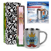 Easter Set, metallic thermal cup (300ml) & aromatic flat Easter candle (30cm) (PINK)