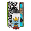 Easter Set, metallic aluminum water bottle (500ml) & scented flat candle (30cm) (TURQUOISE)