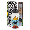 Easter Set, metallic aluminum water bottle (500ml) & aromatic flat Easter candle (30cm) (GRAY)
