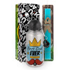 Easter Set, metallic silver aluminum water bottle (500ml) & scented flat Easter candle (30cm) (TURQUOISE)