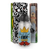 Easter Set, metallic silver aluminum water bottle (500ml) & aromatic flat Easter candle (30cm) (GRAY)