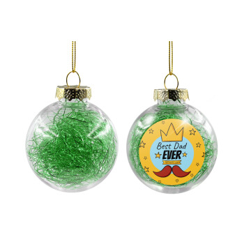 King, Best dad ever, Χριστουγεννιάτικη μπάλα δένδρου διάφανη με πράσινο γέμισμα 8cm