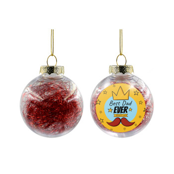 King, Best dad ever, Χριστουγεννιάτικη μπάλα δένδρου διάφανη με κόκκινο γέμισμα 8cm