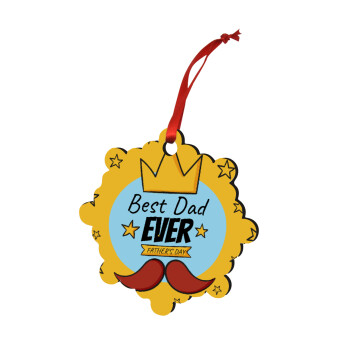 King, Best dad ever, Στολίδι Χριστουγεννιάτικο στολίδι snowflake ξύλινο 7.5cm