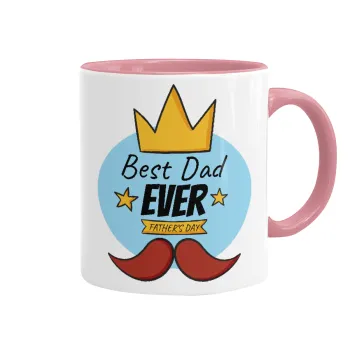 King, Best dad ever, Κούπα χρωματιστή ροζ, κεραμική, 330ml