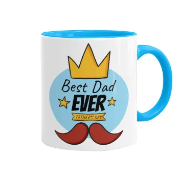 King, Best dad ever, Κούπα χρωματιστή γαλάζια, κεραμική, 330ml