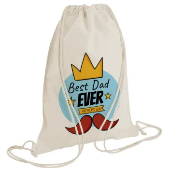 King, Best dad ever, Τσάντα πλάτης πουγκί GYMBAG natural (28x40cm)