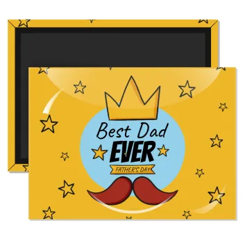 King, Best dad ever, Ορθογώνιο μαγνητάκι ψυγείου διάστασης 9x6cm