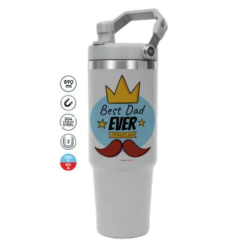King, Best dad ever, GREY color, 890ml (30oz) stainless Steel Tumbler with Handle