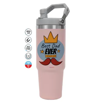 King, Best dad ever, Pink color, 890ml (30oz) stainless Steel Tumbler with Handle