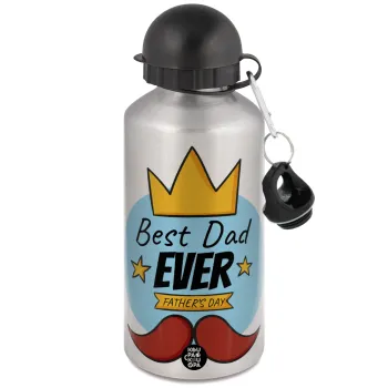 King, Best dad ever, Μεταλλικό παγούρι νερού, Ασημένιο, αλουμινίου 500ml