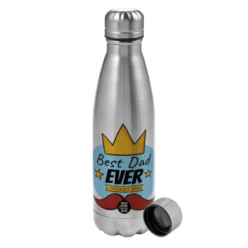 King, Best dad ever, Metallic water bottle, stainless steel, 750ml