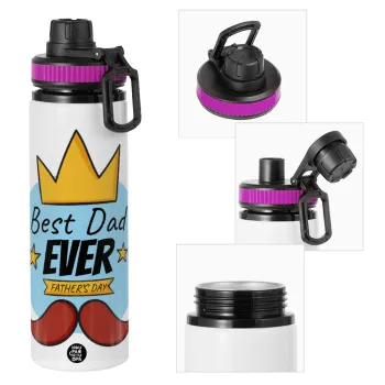 King, Best dad ever, Μεταλλικό παγούρι νερού με καπάκι ασφαλείας, αλουμινίου 850ml