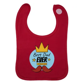 King, Best dad ever, Σαλιάρα με Σκρατς Κόκκινη 100% Organic Cotton (0-18 months)