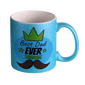 King, Best dad ever, Κούπα Σιέλ Glitter που γυαλίζει, κεραμική, 330ml