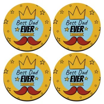 King, Best dad ever, ΣΕΤ 4 Σουβέρ ξύλινα στρογγυλά (9cm)
