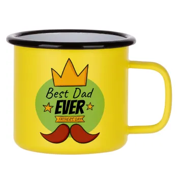 King, Best dad ever, Κούπα Μεταλλική εμαγιέ ΜΑΤ Κίτρινη 360ml