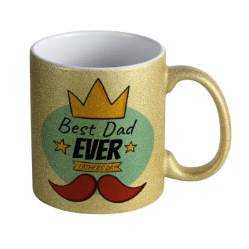 King, Best dad ever, Κούπα Χρυσή Glitter που γυαλίζει, κεραμική, 330ml
