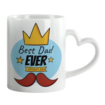 King, Best dad ever, Κούπα καρδιά χερούλι λευκή, κεραμική, 330ml