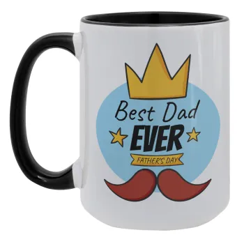 King, Best dad ever, Κούπα Mega 15oz, κεραμική Μαύρη, 450ml