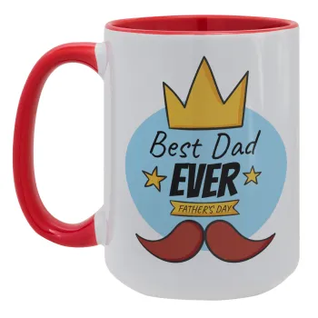 King, Best dad ever, Κούπα Mega 15oz, κεραμική Κόκκινη, 450ml