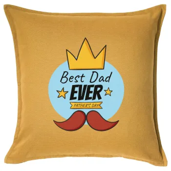 King, Best dad ever, Μαξιλάρι καναπέ Κίτρινο 100% βαμβάκι, περιέχεται το γέμισμα (50x50cm)