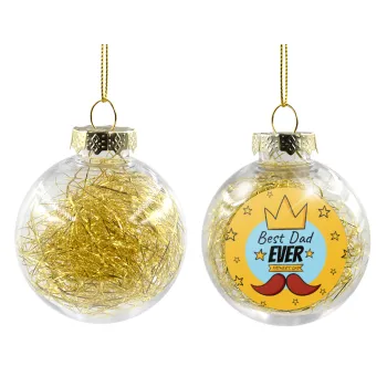 King, Best dad ever, Transparent Christmas tree ball ornament with gold filling 8cm