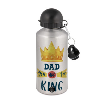 Dad you are the King, Μεταλλικό παγούρι νερού, Ασημένιο, αλουμινίου 500ml