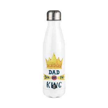 Dad you are the King, Μεταλλικό παγούρι θερμός Λευκό (Stainless steel), διπλού τοιχώματος, 500ml