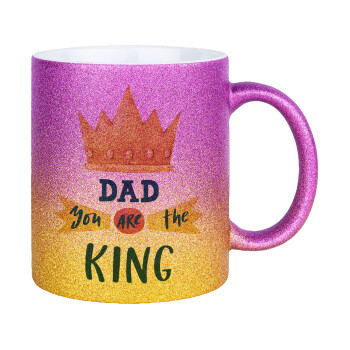 Dad you are the King, Κούπα Χρυσή/Ροζ Glitter, κεραμική, 330ml