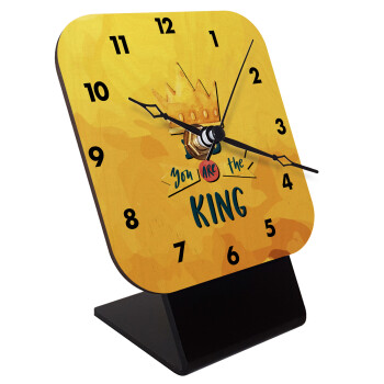 Dad you are the King, Quartz Table clock in natural wood (10cm)