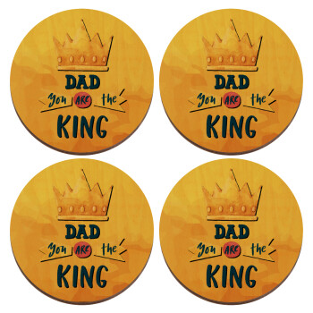 Dad you are the King, ΣΕΤ x4 Σουβέρ ξύλινα στρογγυλά plywood (9cm)