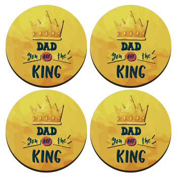 Dad you are the King, SET of 4 round wooden coasters (9cm)
