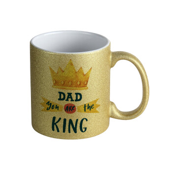 Dad you are the King, Κούπα Χρυσή Glitter που γυαλίζει, κεραμική, 330ml