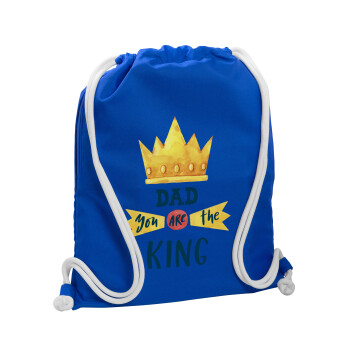 Dad you are the King, Τσάντα πλάτης πουγκί GYMBAG Μπλε, με τσέπη (40x48cm) & χονδρά κορδόνια