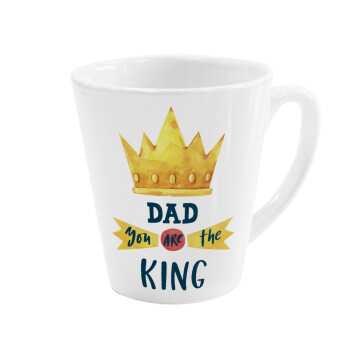Dad you are the King, Κούπα κωνική Latte Λευκή, κεραμική, 300ml