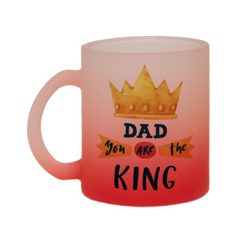 Dad you are the King, Κούπα γυάλινη δίχρωμη με βάση το κόκκινο ματ, 330ml