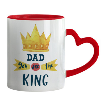 Dad you are the King, Mug heart red handle, ceramic, 330ml