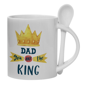 Dad you are the King, Ceramic coffee mug with Spoon, 330ml (1pcs)