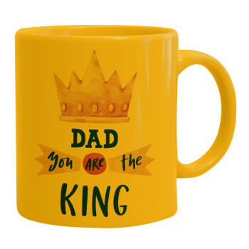 Dad you are the King, Ceramic coffee mug yellow, 330ml (1pcs)