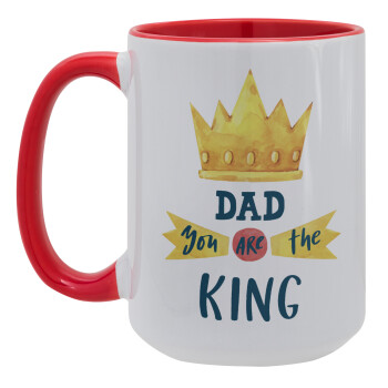 Dad you are the King, Κούπα Mega 15oz, κεραμική Κόκκινη, 450ml
