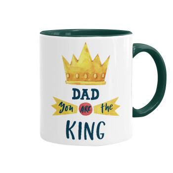 Dad you are the King, Κούπα χρωματιστή πράσινη, κεραμική, 330ml