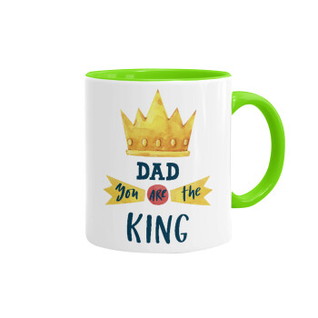 Dad you are the King, Mug colored light green, ceramic, 330ml