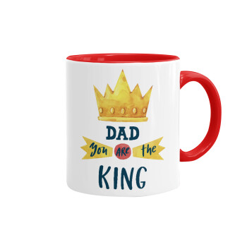 Dad you are the King, Κούπα χρωματιστή κόκκινη, κεραμική, 330ml
