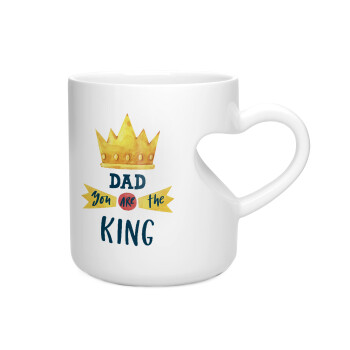 Dad you are the King, Κούπα καρδιά λευκή, κεραμική, 330ml