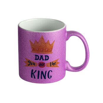 Dad you are the King, Κούπα Μωβ Glitter που γυαλίζει, κεραμική, 330ml