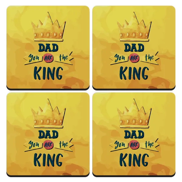 Dad you are the King — Σουβέρ ξύλινα τετράγωνα (9cm)